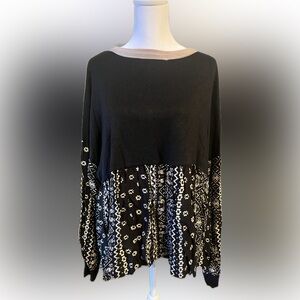 Ladies size small Sugarfox black and tan smock style top